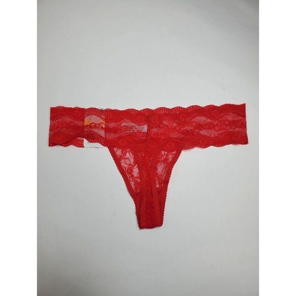 B. tempt'd by Wacoal Red Mesh Lace Floral Sexy Feminine Thong - Picture 12 of 12